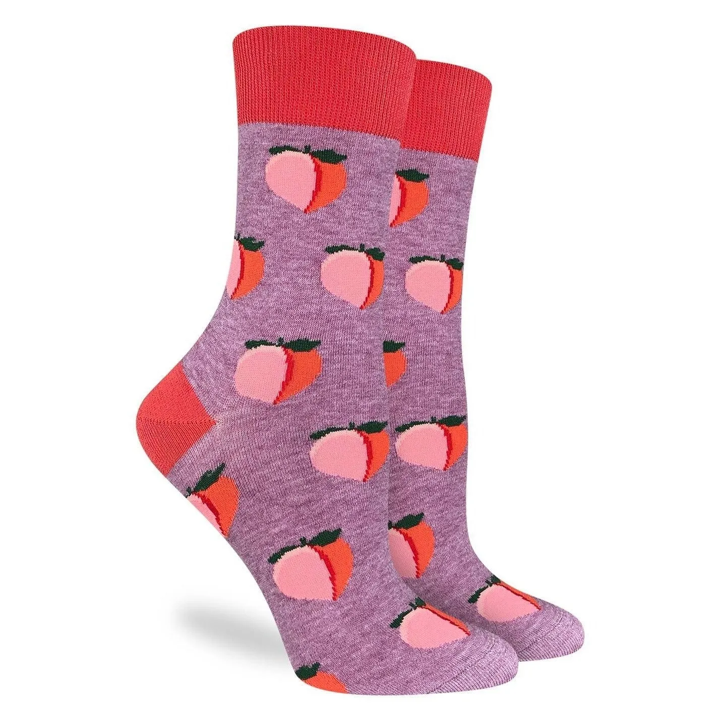 "Peaches" Cotton Crew Socks by Good Luck Sock - Medium sold by Great Sox