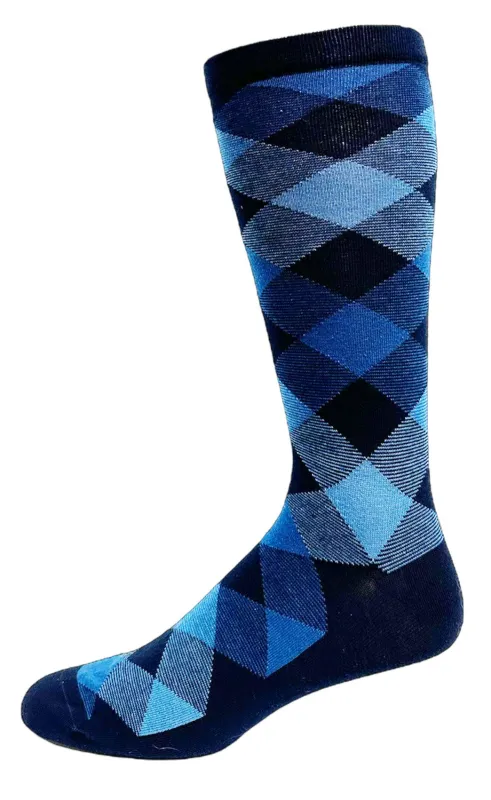 Cotton Dress "Blue Plaid" Diabetic Socks by Wellness - Large sold by Great Sox