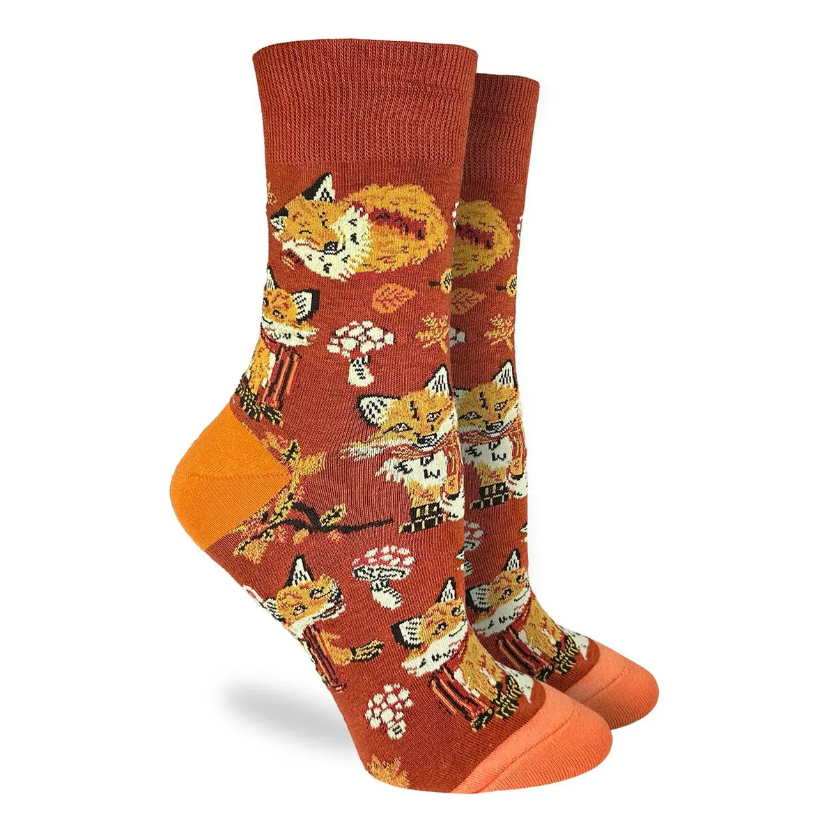 "Fall Foxes" Cotton Crew Socks by Good Luck Sock - Medium sold by Great Sox