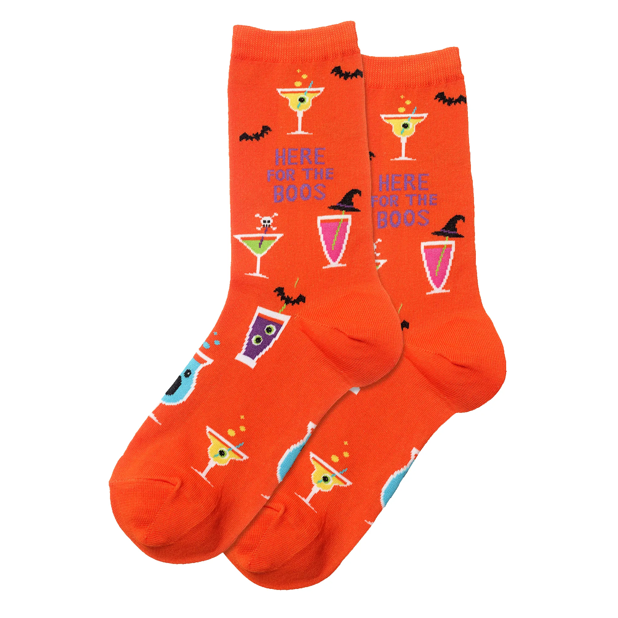 "Here for the Boos" Cotton Crew Socks by Hot Sox sold by Great Sox