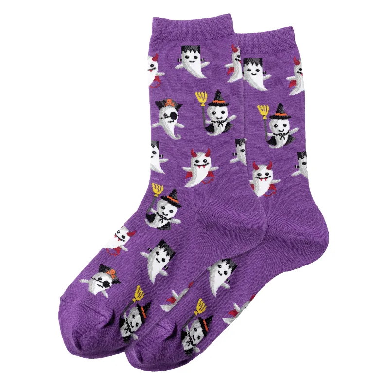 "Costume Ghosts" Cotton Crew Socks by Hot Sox sold by Great Sox