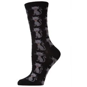 "Halloween Cat" Bamboo Crew Socks by Me Moí sold by Great Sox