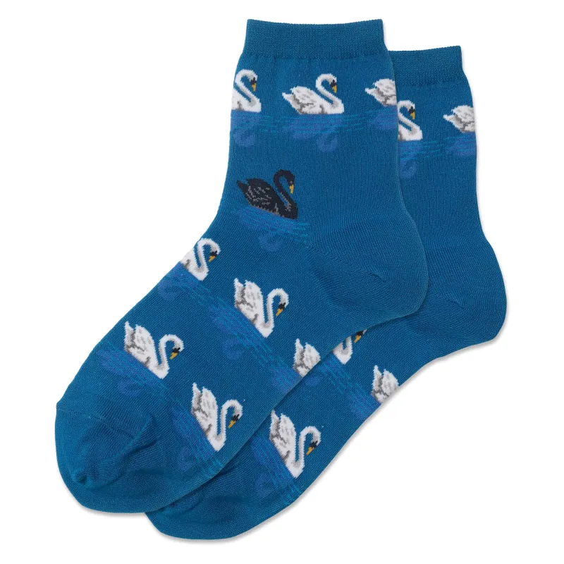 "Swan" Cotton Anklet Socks by Hot Sox - Medium sold by Great Sox