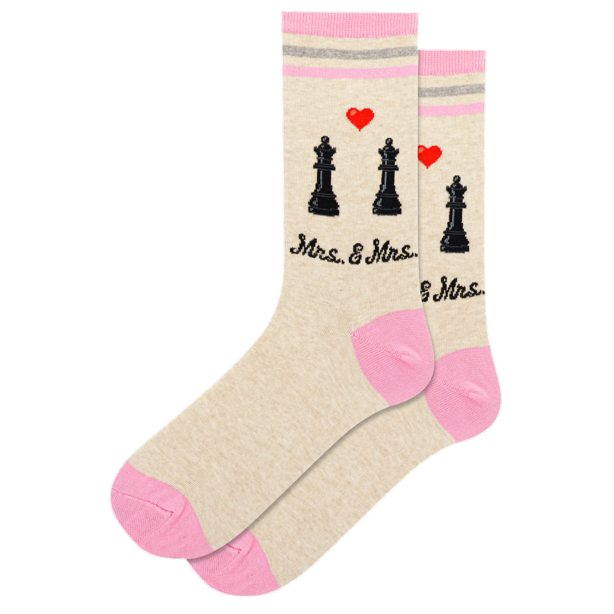 "Mrs. and Mrs." Cotton Crew Socks by Hot Sox sold by Great Sox