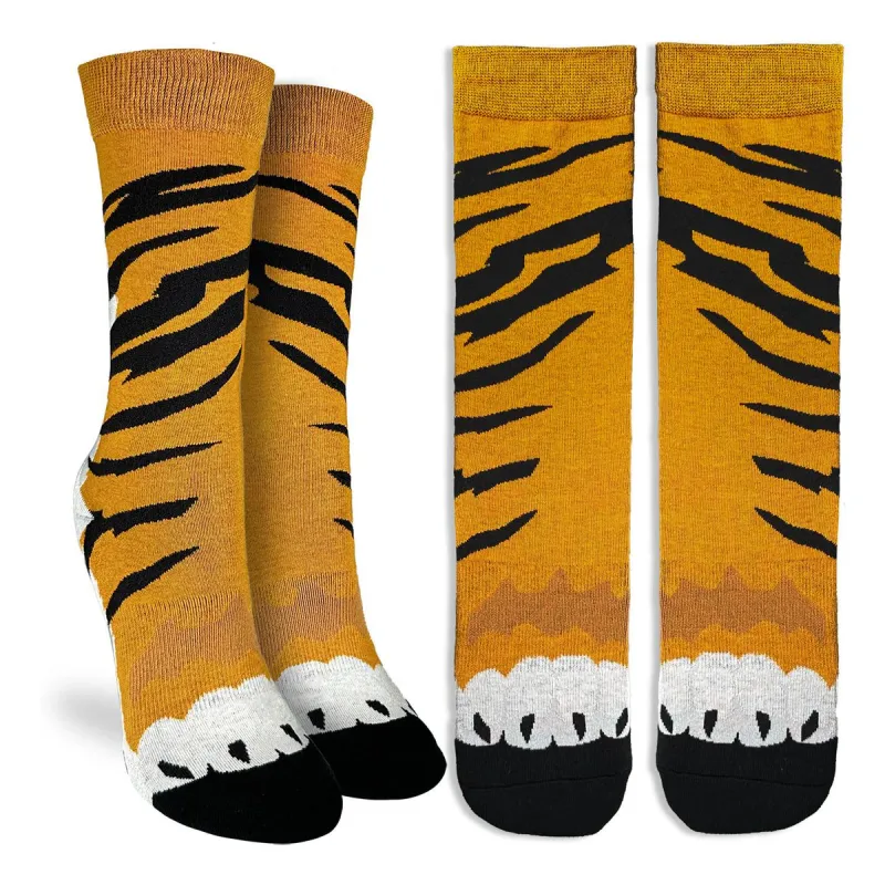 "Tiger Feet" Active Crew Socks by Good Luck Sock - Medium made by Great Sox