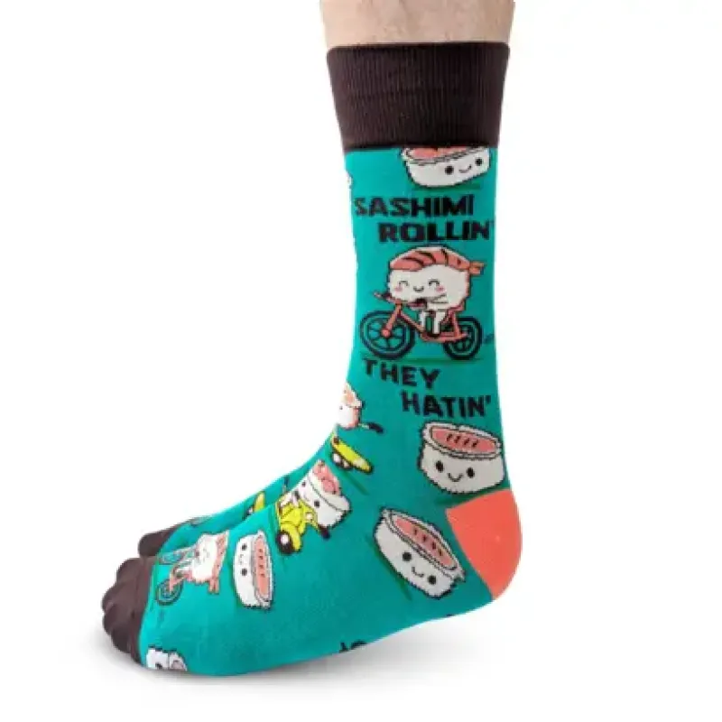 "Sashimi Rollin" Cotton Crew Socks by Uptown Sox - Large sold by Great Sox