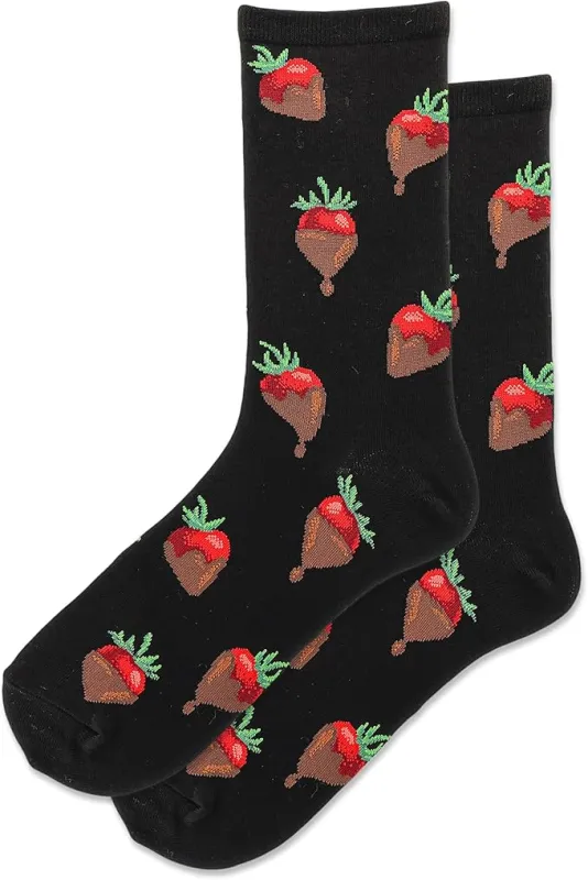 "Chocolate Covered Strawberry" Crew Socks by Hot Sox made by Hot Sox
