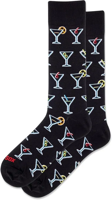 "Neon Martini" Cotton Crew Socks by Hot Sox - Large sold by Great Sox