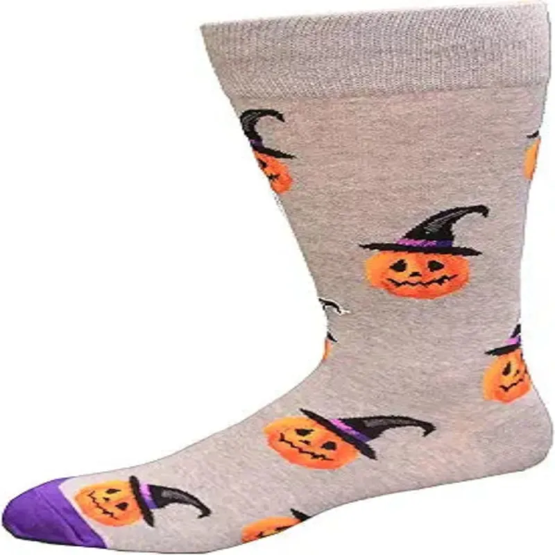"Witch Pumpkin" Cotton Crew Socks by Hot Sox (CLEARANCE) sold by Great Sox