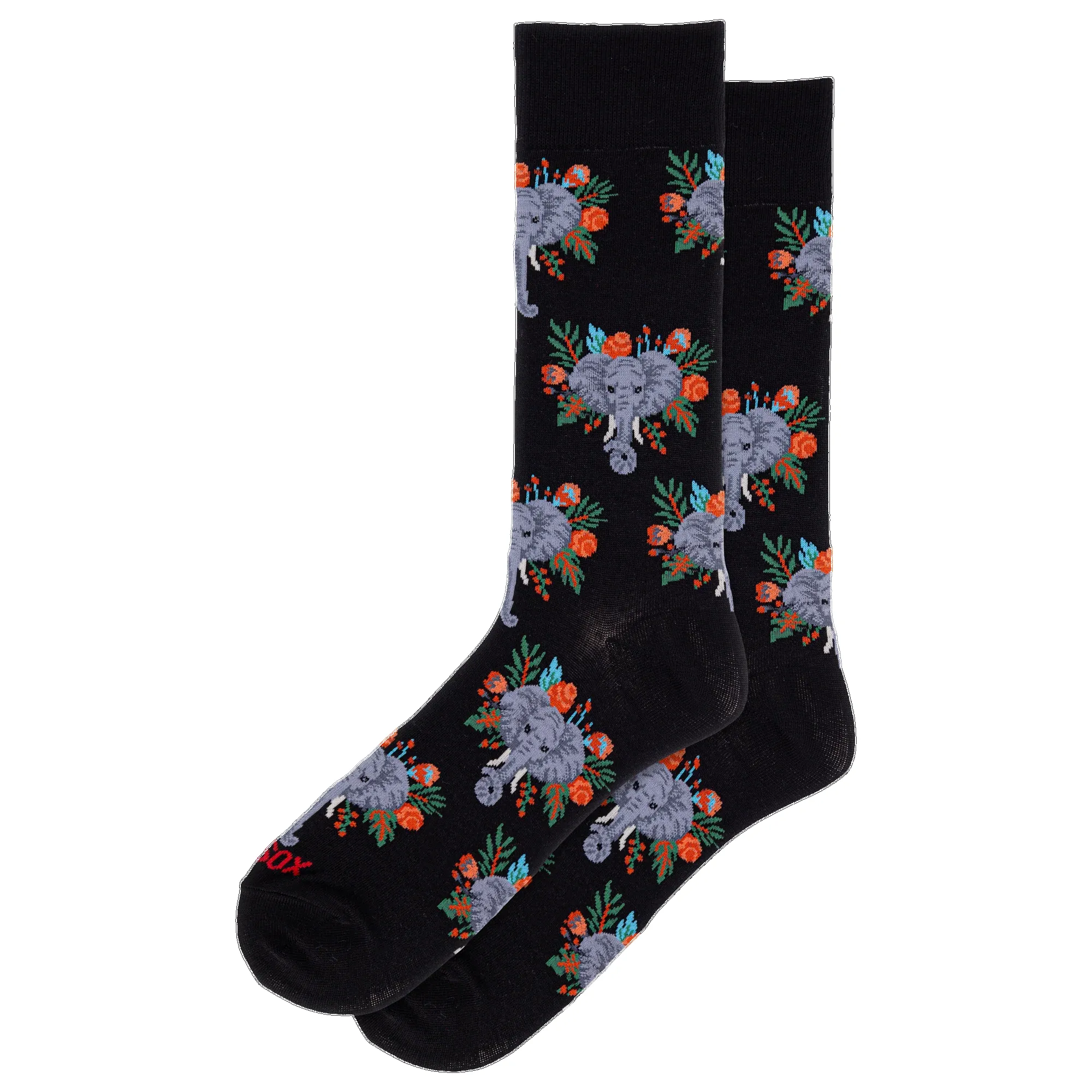 "Tropical Elephants" Crew Socks by Hot Sox - Large sold by Great Sox