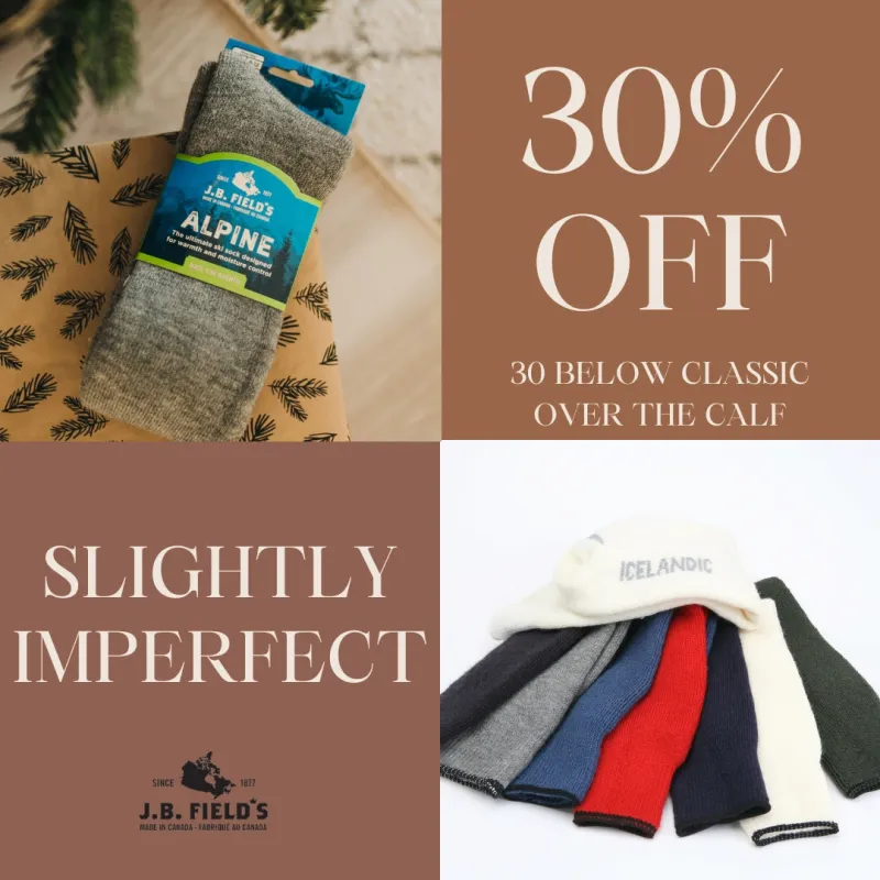 3 PAIR - J.B. Field's Icelandic "30 Below OTC" Merino Wool Thermal Socks (SLIGHTLY IMPERFECT) sold by Great Sox