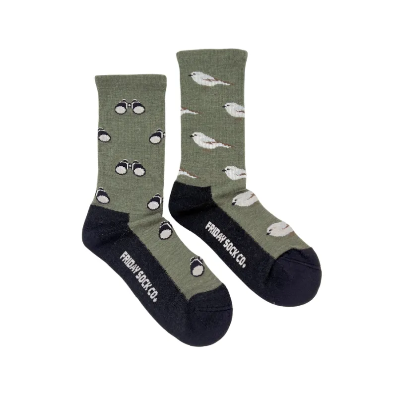 "Bird & Bird Watching" 70% Merino Wool Socks by Friday Sox Co - Medium sold by Great Sox