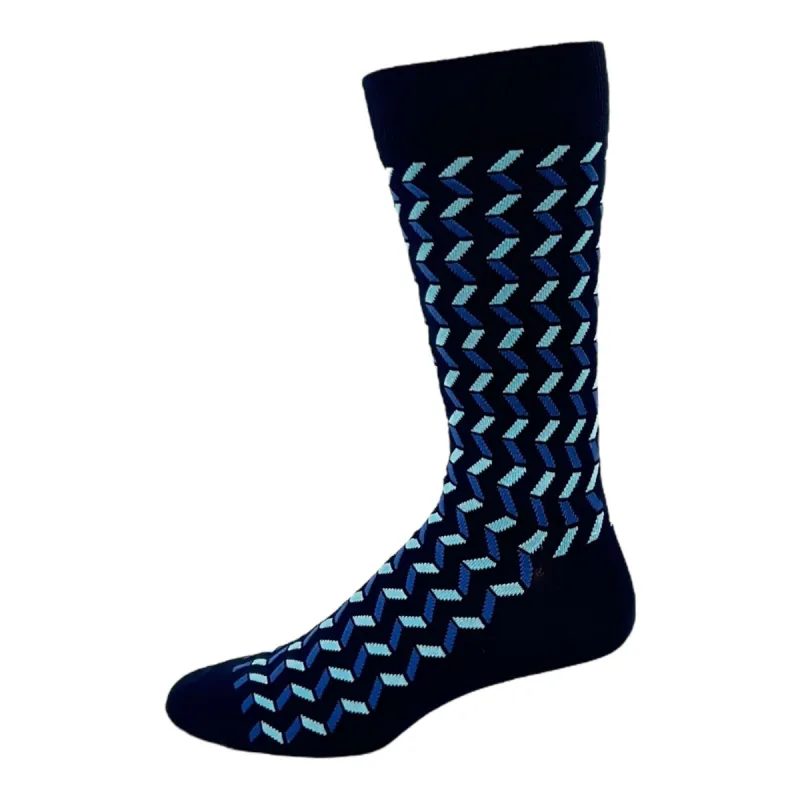 "Blue Chevron" Cotton Socks by Key - Large sold by Great Sox