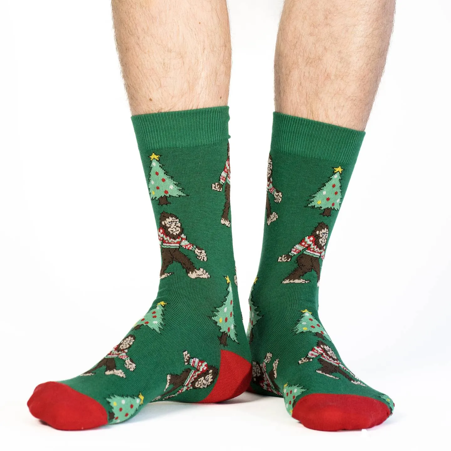 "Christmas Bigfoot" Cotton Crew Socks by Good Luck Sock (CLEARANCE) sold by Great Sox product image thumbnail 2