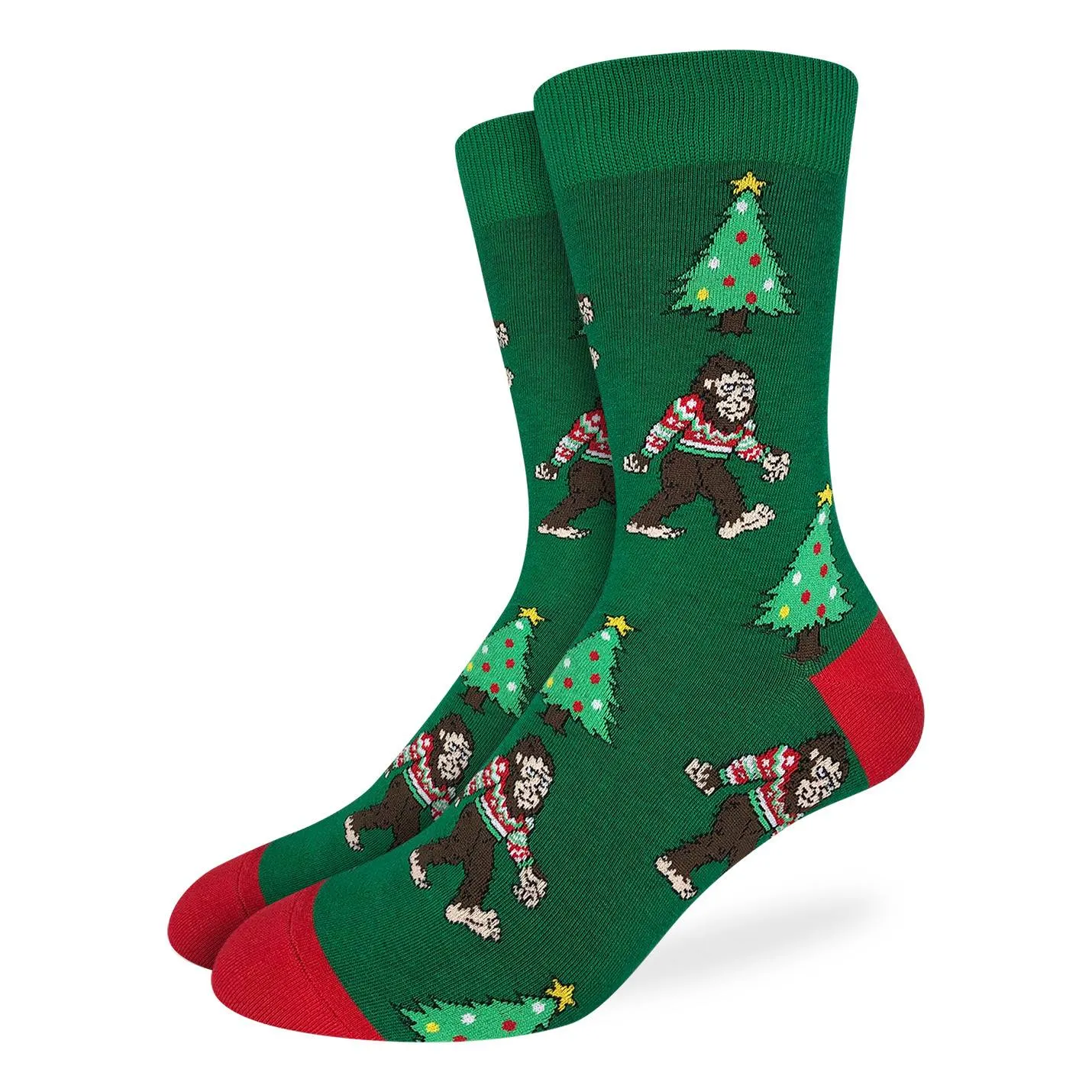 "Christmas Bigfoot" Cotton Crew Socks by Good Luck Sock (CLEARANCE) sold by Great Sox