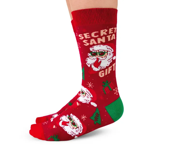 "Secret Santa" Cotton Crew Socks by Uptown Sox - Medium (CLEARANCE) sold by Great Sox