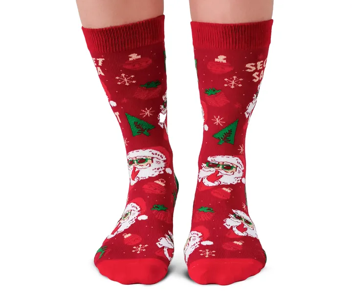 "Secret Santa" Cotton Crew Socks by Uptown Sox - Medium (CLEARANCE) sold by Great Sox product image thumbnail 2