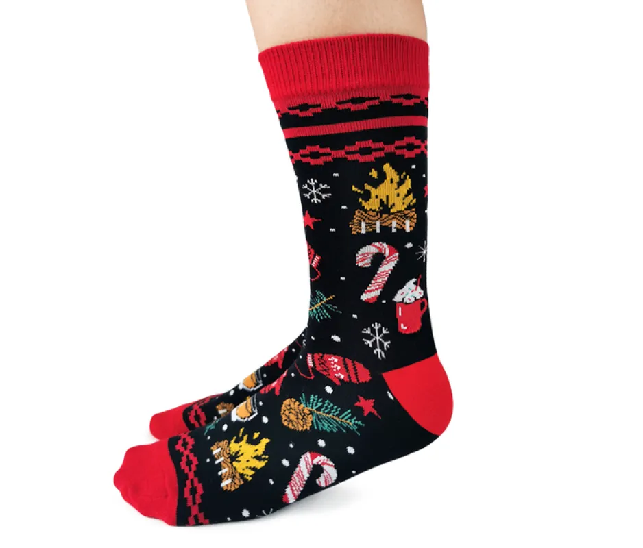 "MERRY AND BRIGHT" Cotton Crew Socks by Uptown Sox sold by Great Sox
