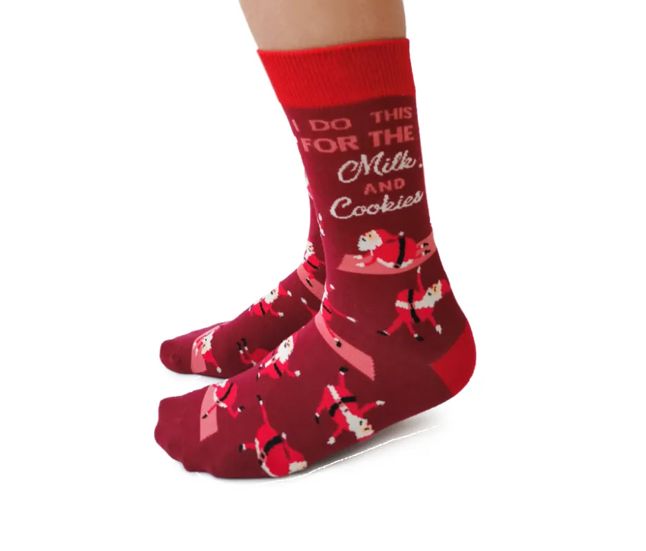 "Yoga Santa" Cotton Crew Socks by Uptown Sox - Medium (CLEARANCE) made by Great Sox