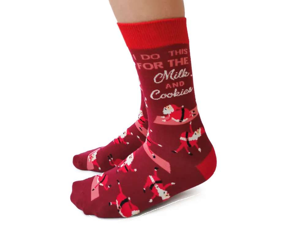 "Yoga Santa" Cotton Crew Socks by Uptown Sox - Medium (CLEARANCE) sold by Great Sox
