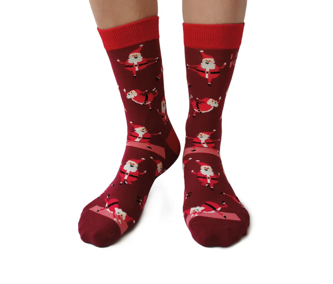 "Yoga Santa" Cotton Crew Socks by Uptown Sox - Medium (CLEARANCE) sold by Great Sox product image thumbnail 2