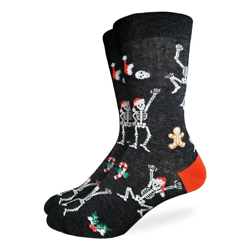"Christmas Skeletons" Cotton Crew Socks by Good Luck Sock sold by Great Sox