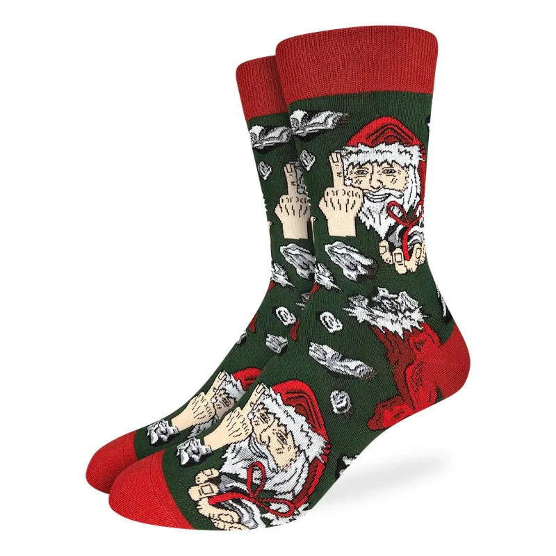 "Santa's Naughty List" Cotton Crew Socks by Good Luck Sock - Large sold by Great Sox