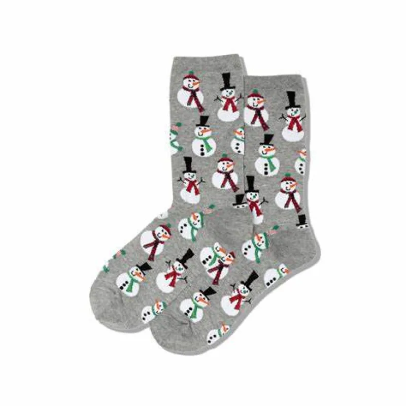 "Snowmen" Cotton Crew Socks by Hot Sox - Medium sold by Great Sox