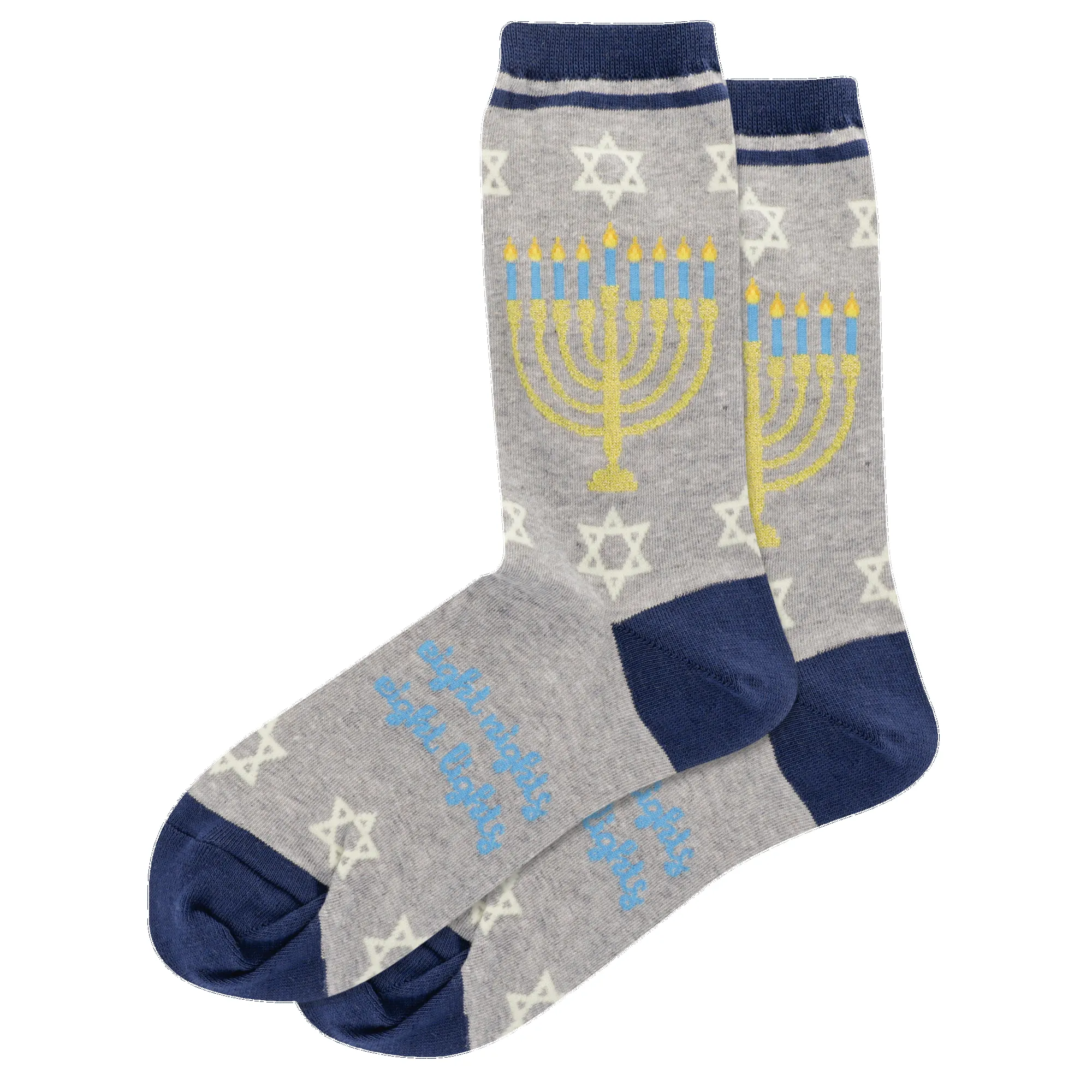 "Eight Nights, Eight Lights" Cotton Crew Socks by Hot Sox - Medium sold by Great Sox