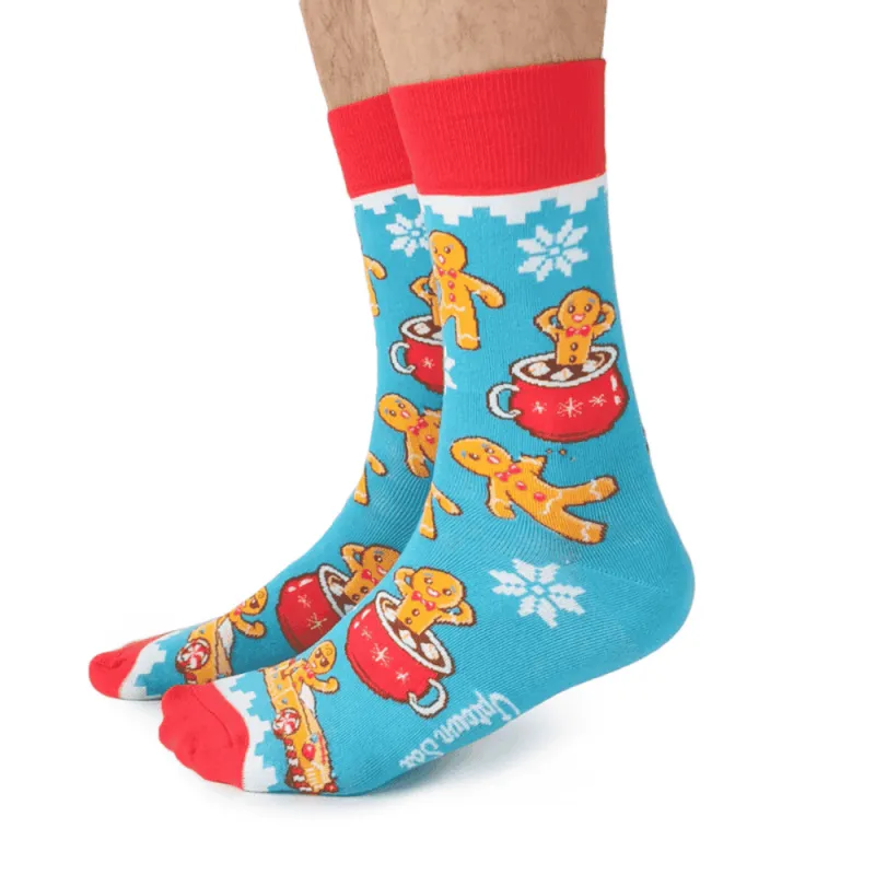 "Jolly Gingerbread" Cotton Crew Socks by Uptown Sox - Large sold by Great Sox