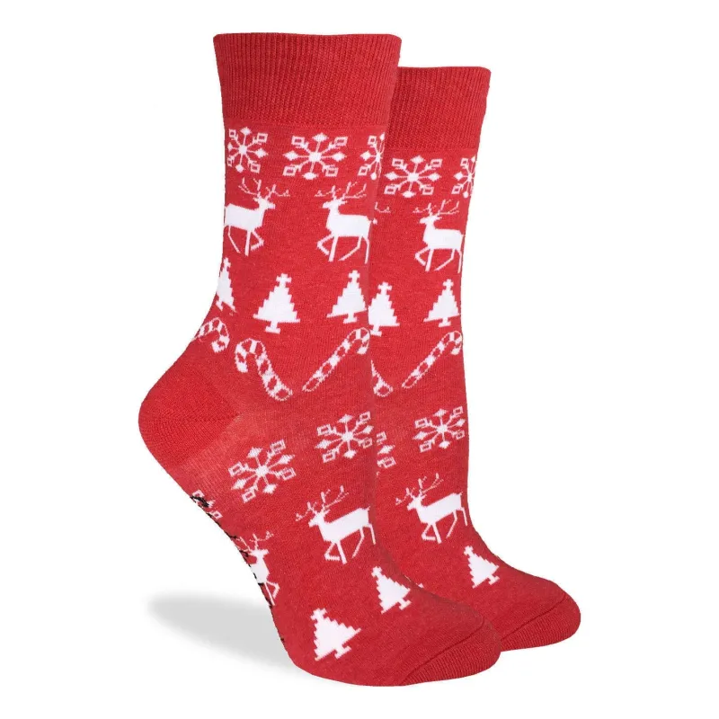 "Christmas Holiday" Cotton Crew Socks by Good Luck Sock sold by Great Sox