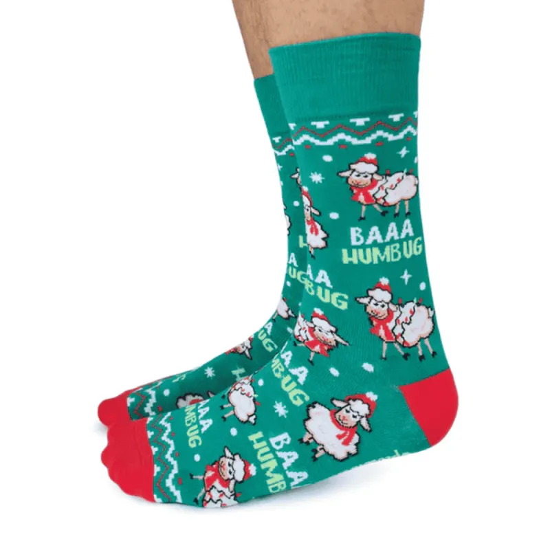 "BAAA HUMBUG" Cotton Crew Socks by Uptown Sox sold by Great Sox