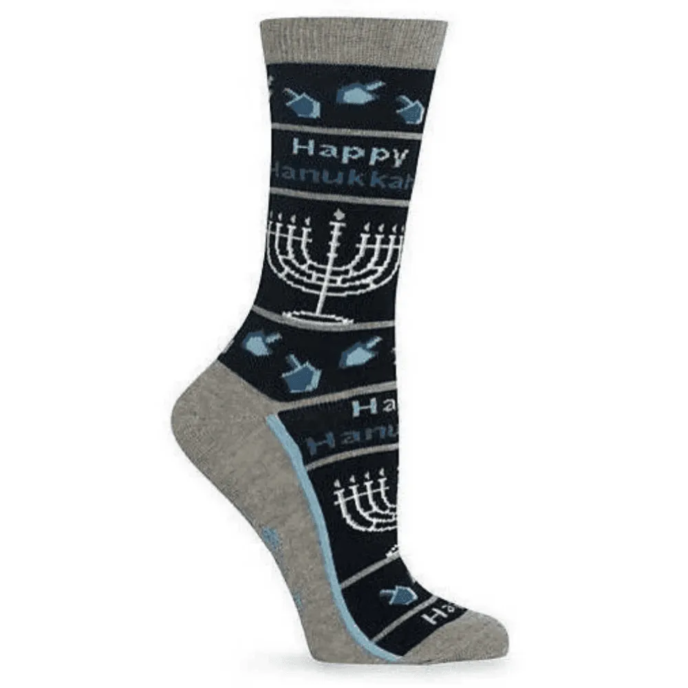 "Happy Hanukah" Crew Socks by Hot Sox - Medium sold by Great Sox