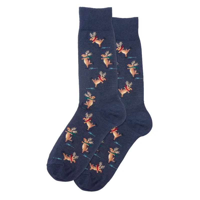 "Skating Reindeer" Crew Socks by Hot Sox sold by Great Sox