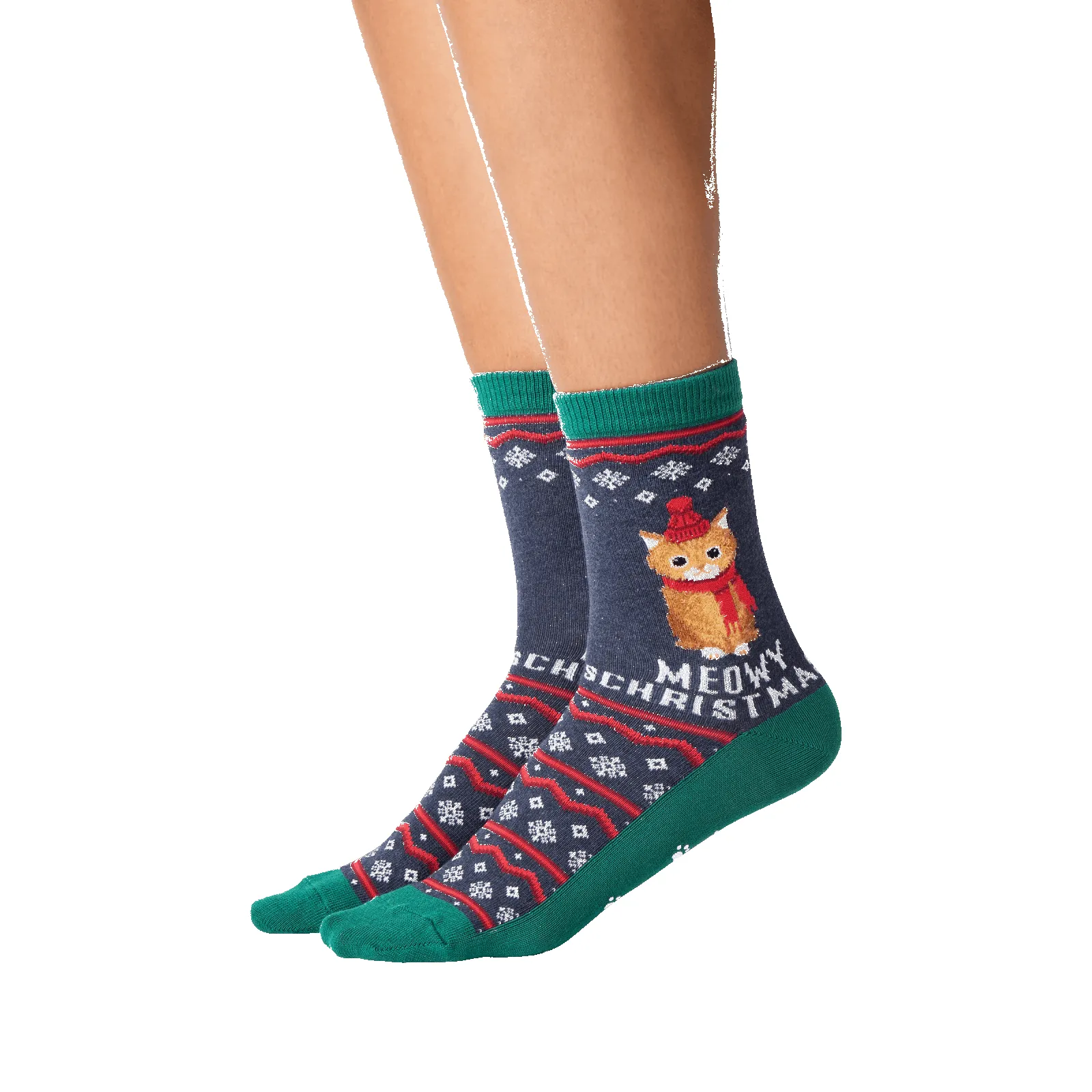 "Meowy Christmas" Crew Socks by Hot Sox - Medium sold by Great Sox product image thumbnail 2