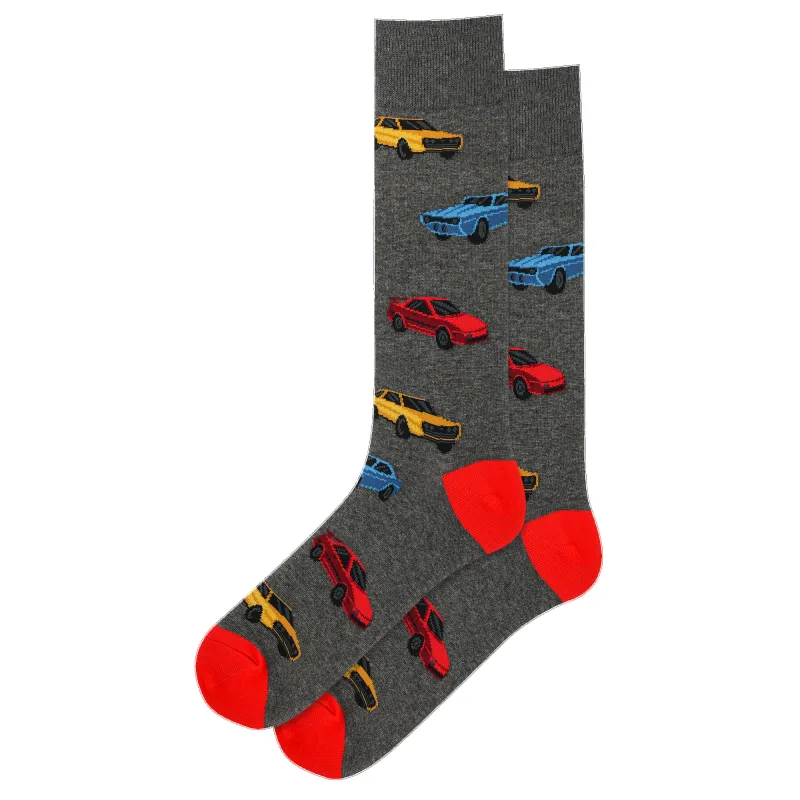 "Eighties Cars" Cotton Crew Socks by Hot Sox - Large sold by Great Sox