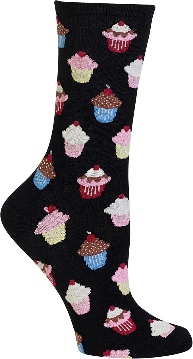 "Cupcakes" Cotton Dress Crew Socks by Hot Sox - Medium sold by Great Sox