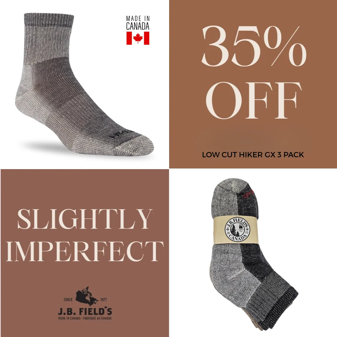 3 PAIR - J.B. Field's "1/4 Hiker GX" Merino Wool Hiking Sock (SLIGHTLY IMPERFECT) sold by Great Sox