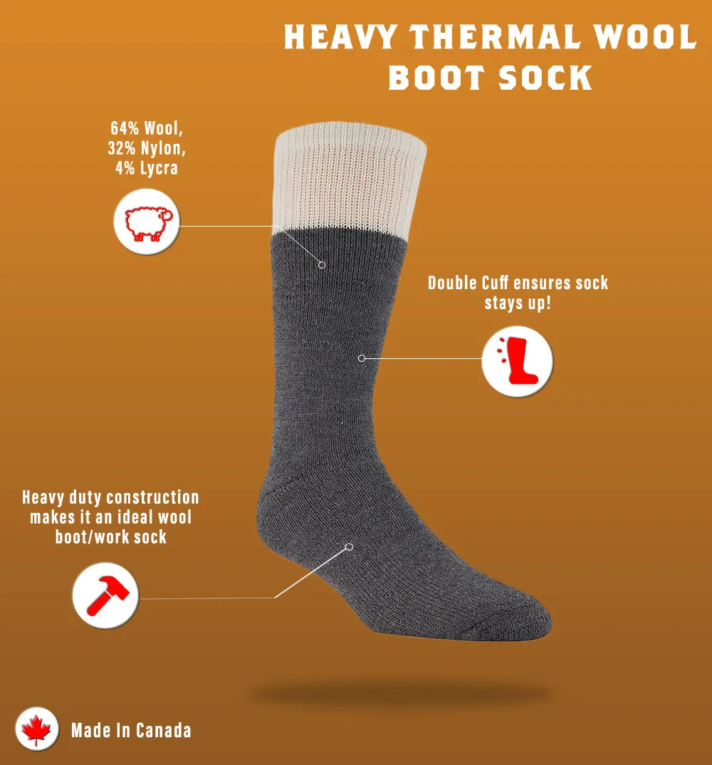 J.B. Field's Full-Cushion Heavy Thermal Wool Boot Sock - LARGE (DOORCRASHER) sold by Great Sox product image thumbnail 4