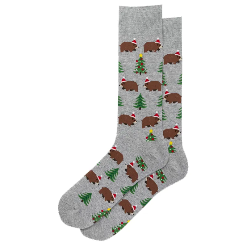 "Christmas Bears" Cotton Crew Socks by Hot Sox - Large sold by Great Sox