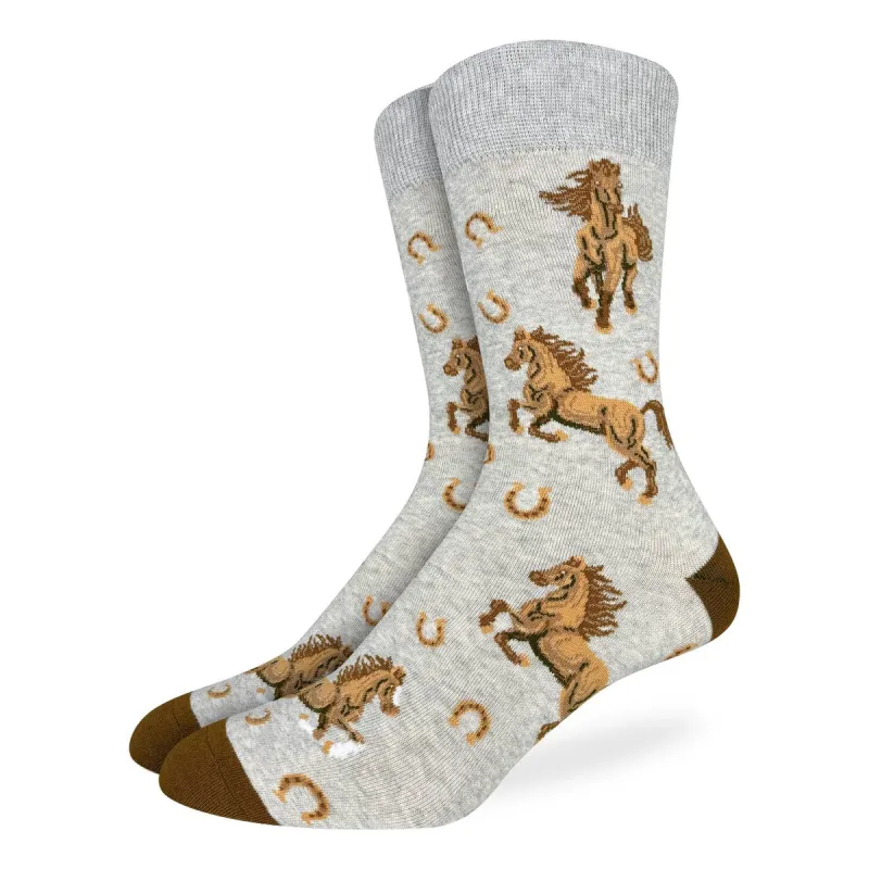 "Horses 2.0" Cotton Crew Socks by Good Luck Sock - Medium made by Great Sox