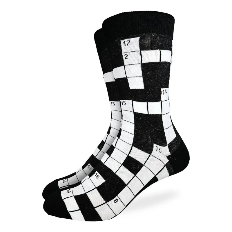 "Crossword Puzzle" Cotton Crew Socks by Good Luck Sock sold by Great Sox