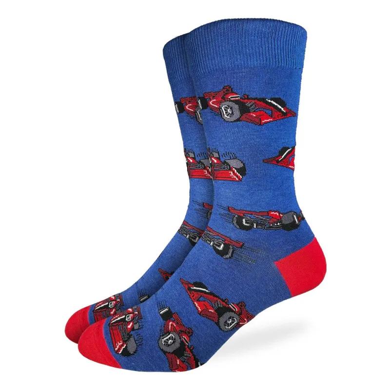 "Formula 1 Race Cars" Cotton Crew Socks by Good Luck Sock - Large sold by Great Sox