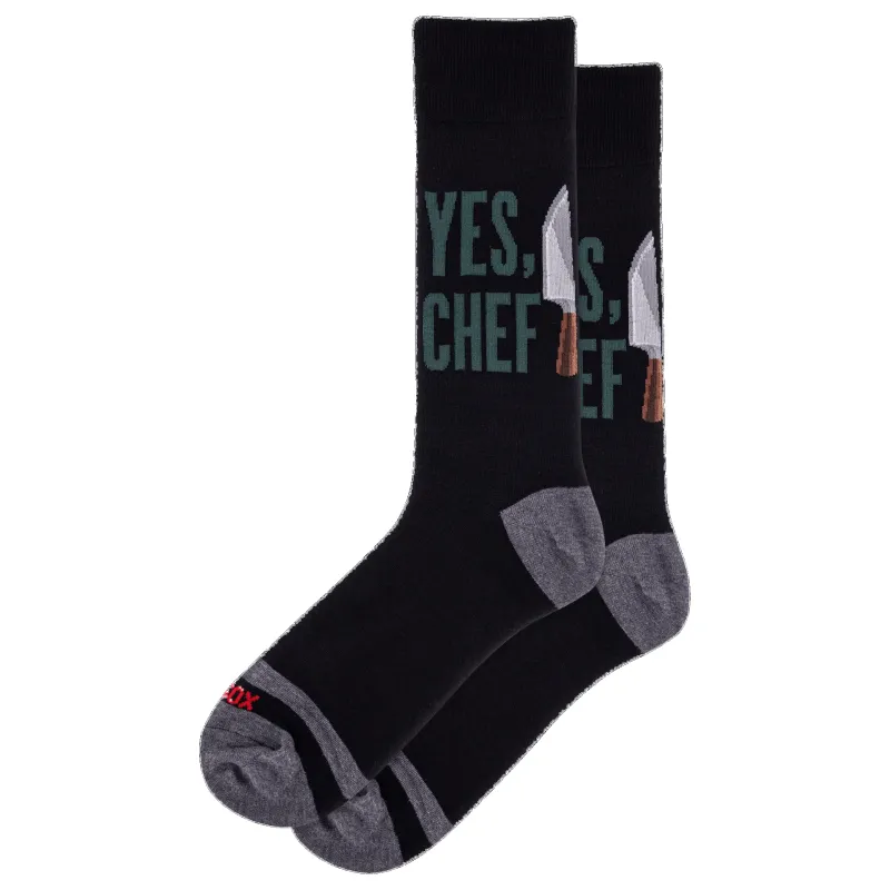 "Yes, Chef" Cotton Crew Socks by Hot Sox - Large sold by Great Sox