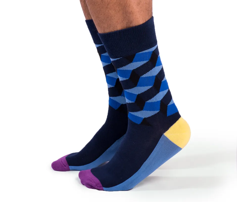 "Blue Steel" Cotton Crew Socks by Uptown Sox - Large sold by Great Sox