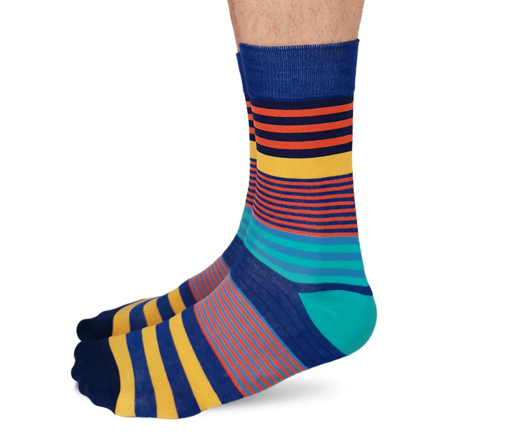 "Colour Bands" Cotton Crew Socks by Uptown Sox - Large sold by Great Sox
