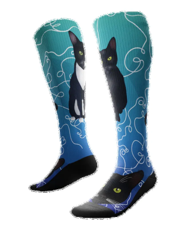 "Kitten Around" Knee High Compression Socks by Outway made by Great Sox