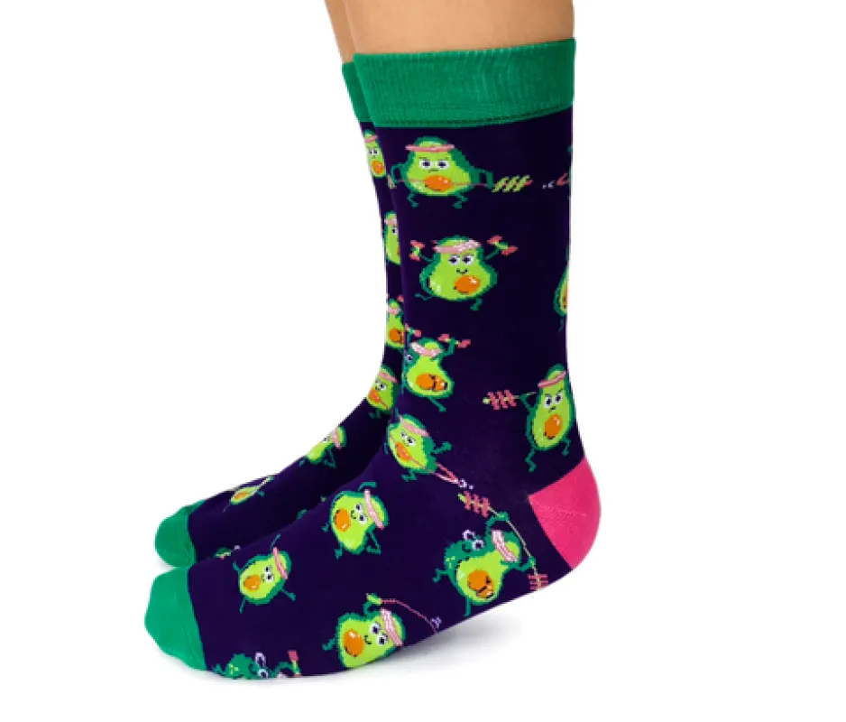 "Avocardio Socks" Cotton Crew Socks by Uptown Sox - Medium sold by Great Sox
