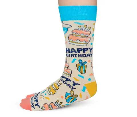 "Happy Birthday" Cotton Crew Socks by Uptown Sox sold by Great Sox product image thumbnail 3