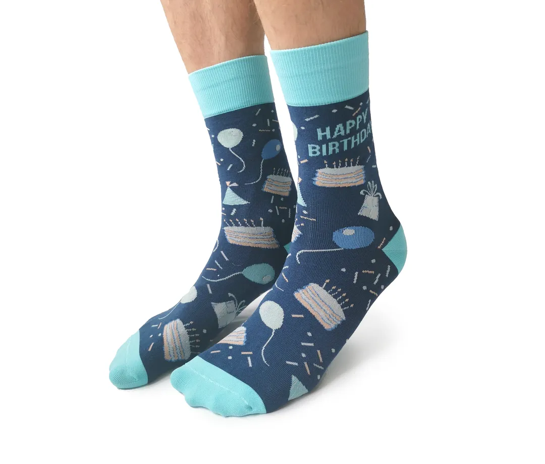 "Happy Birthday" Cotton Crew Socks by Uptown Sox sold by Great Sox product image thumbnail 2
